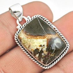 16.55cts natural brown septarian gonads 925 sterling silver pendant u22036