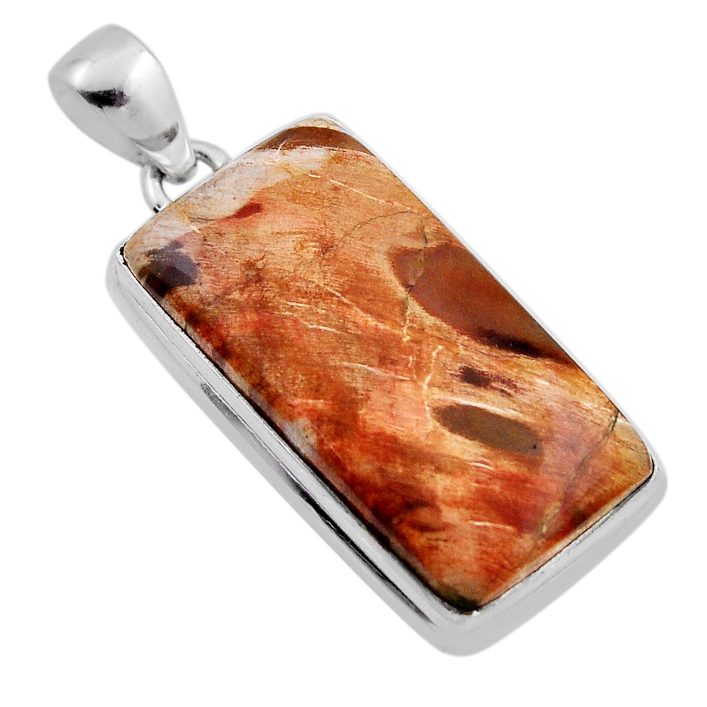 17.95cts natural brown septarian gonads baguette sterling silver pendant n25056