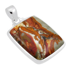 24.38cts natural brown septarian gonads octagan sterling silver pendant n34929