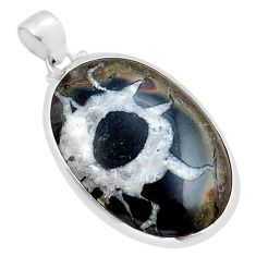 24.38cts natural brown septarian gonads oval 925 sterling silver pendant y15230