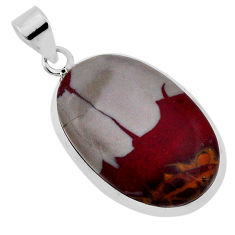 24.00cts natural brown silver leaf jasper 925 sterling silver pendant n32062