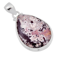 16.25cts natural brown silver leaf jasper pear sterling silver pendant n29368