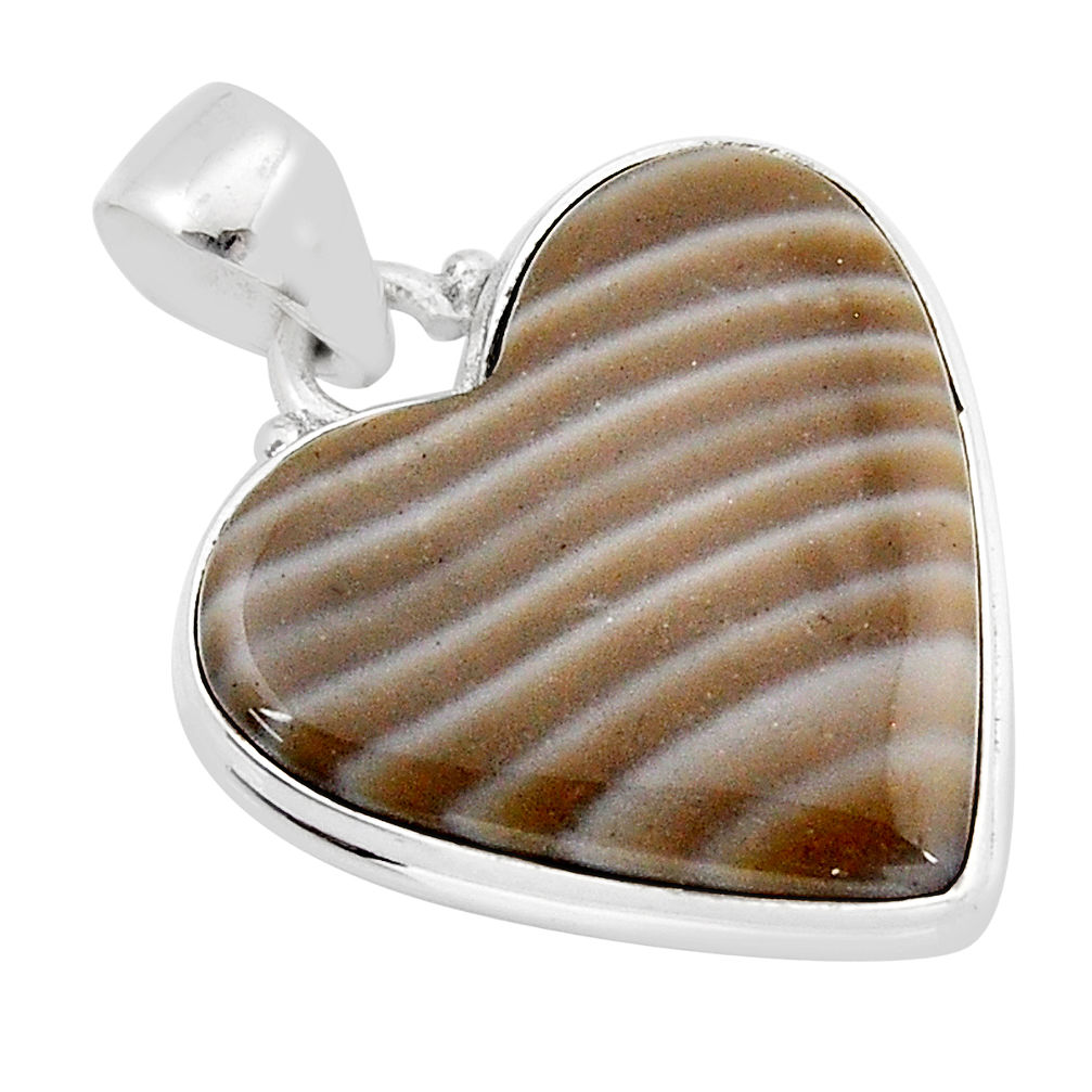 16.92cts natural brown striped flint ohio 925 sterling silver pendant y52430