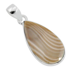 9.22cts natural brown striped flint ohio pear 925 sterling silver pendant y77418