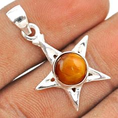 3.21cts natural brown tiger's eye 925 silver wicca symbol pendant t88825