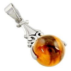 17.22cts natural brown tiger's eye 925 sterling silver pendant jewelry c9972