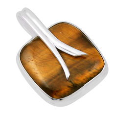 15.79cts natural brown tiger's eye 925 sterling silver pendant jewelry n29456