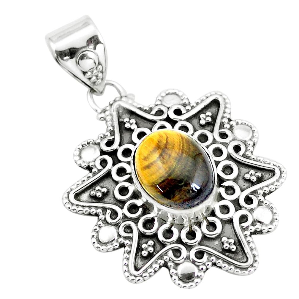 brown tiger's eye 925 sterling silver pendant jewelry p24804