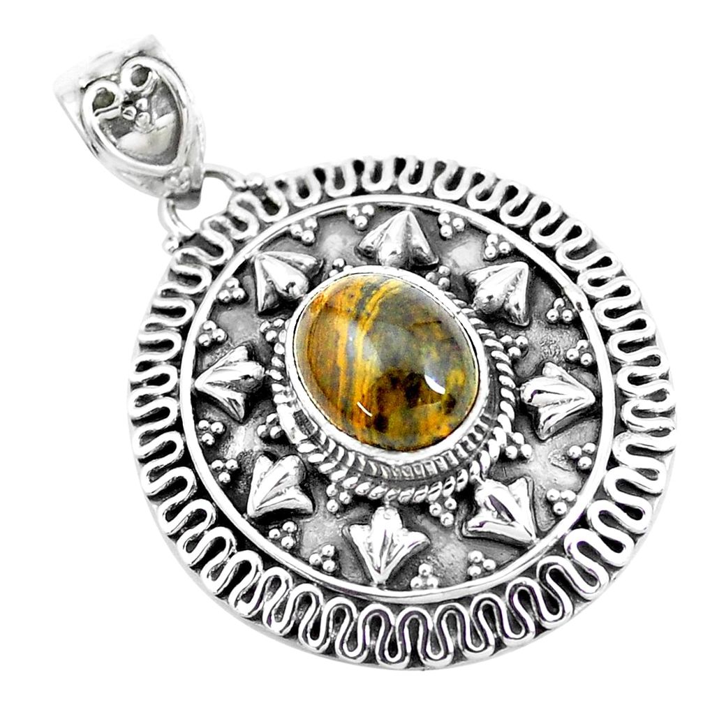 brown tiger's eye 925 sterling silver pendant jewelry p24807