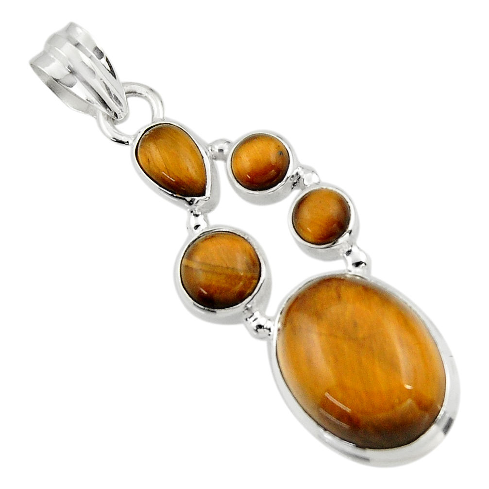 16.37cts natural brown tiger's eye 925 sterling silver pendant jewelry r43175