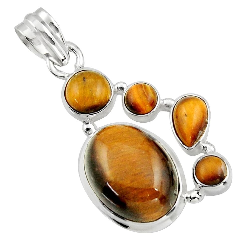 16.35cts natural brown tiger's eye 925 sterling silver pendant jewelry r43179