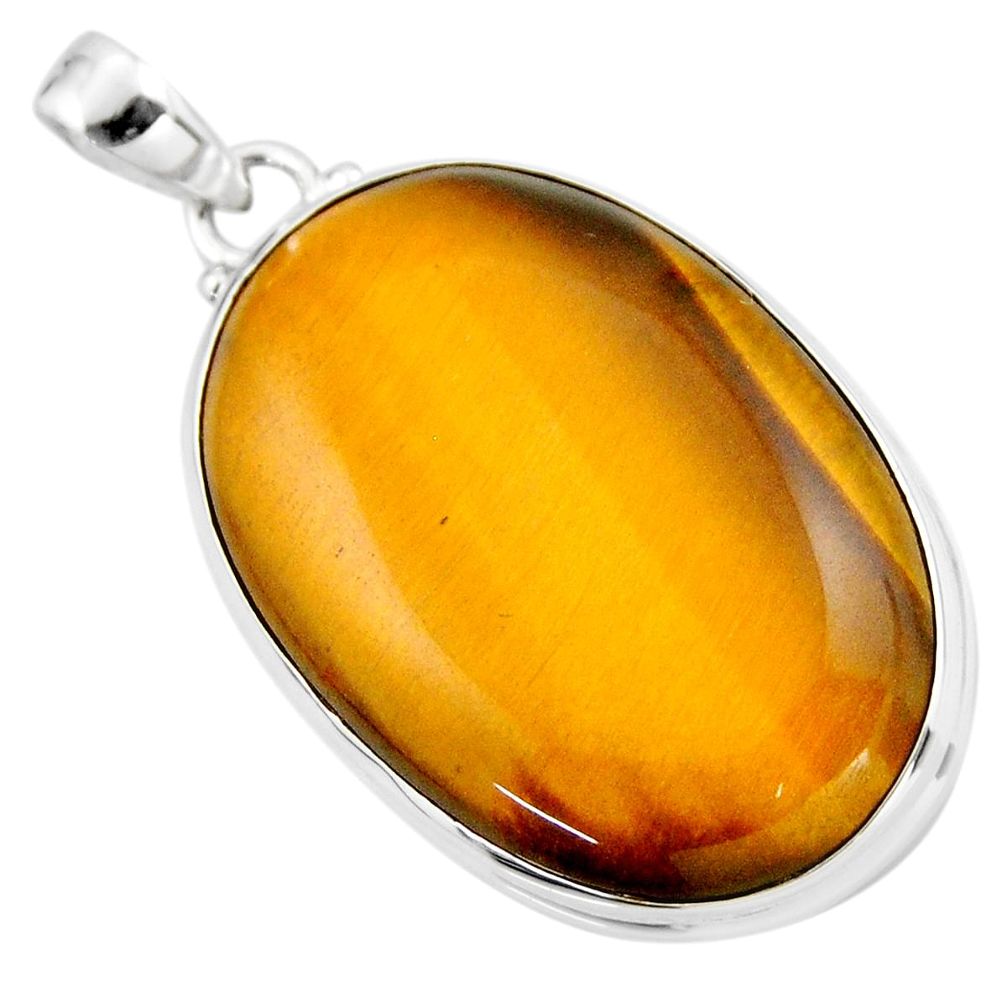 27.69cts natural brown tiger's eye 925 sterling silver pendant jewelry r53946