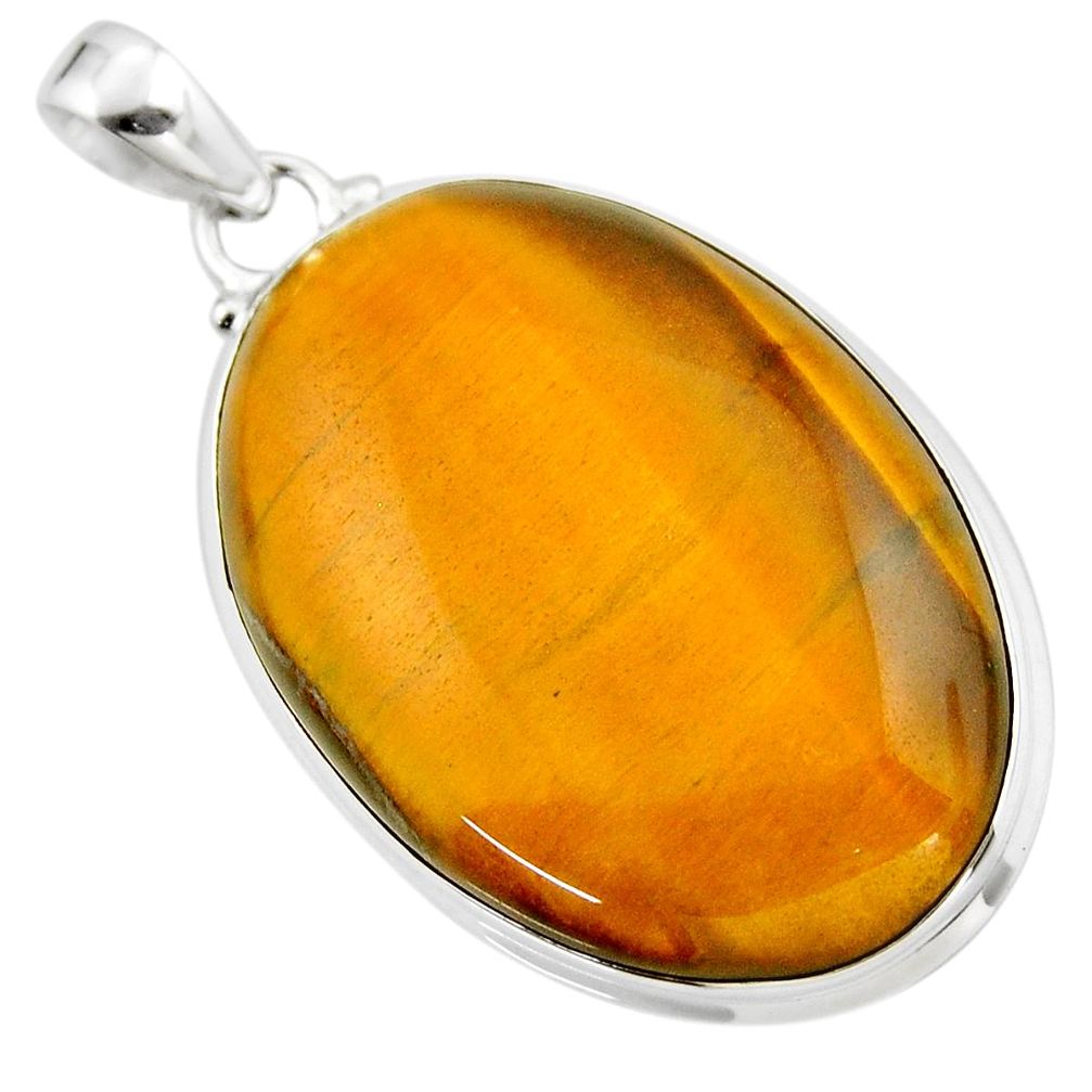 29.93cts natural brown tiger's eye 925 sterling silver pendant jewelry r53948