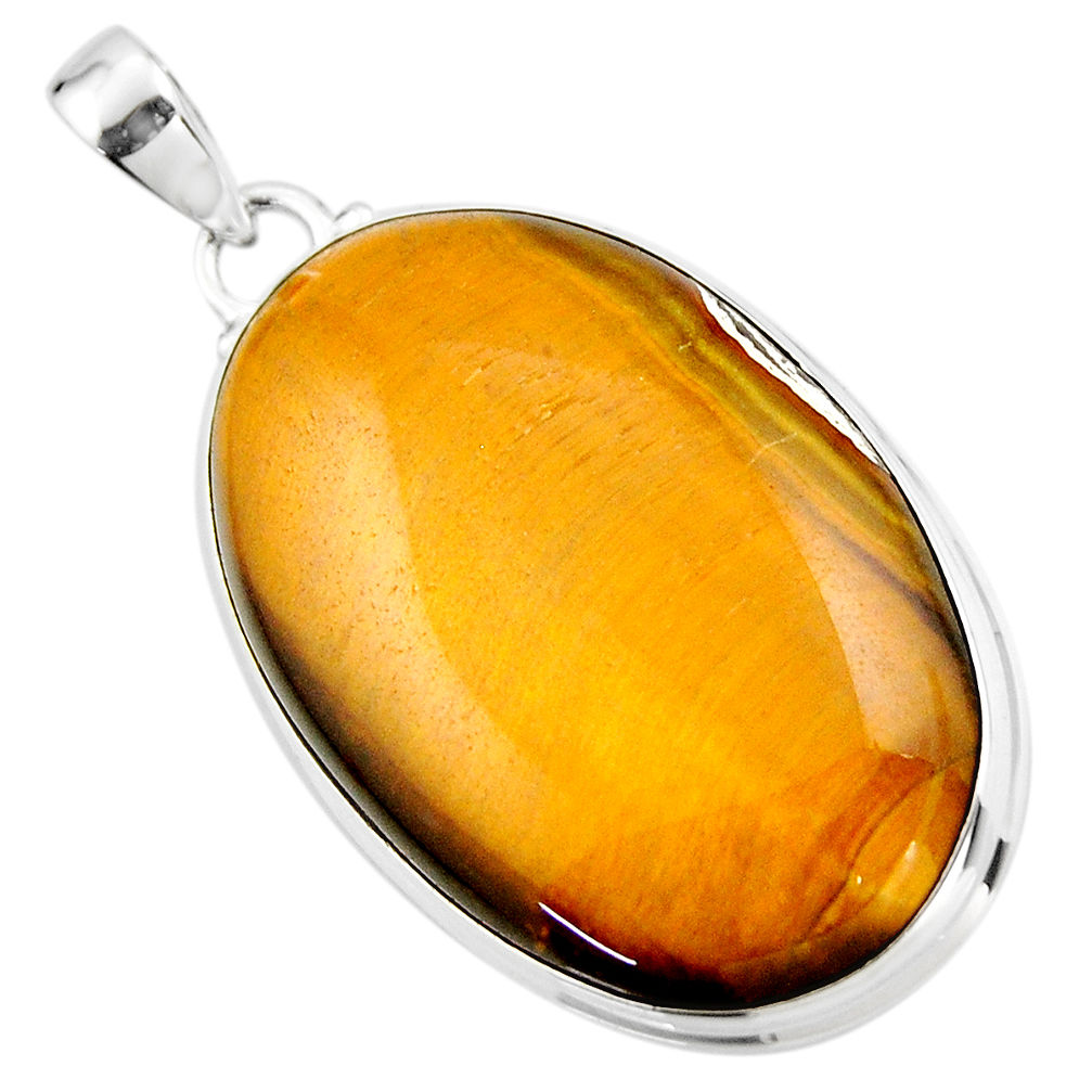 28.08cts natural brown tiger's eye 925 sterling silver pendant jewelry r53950