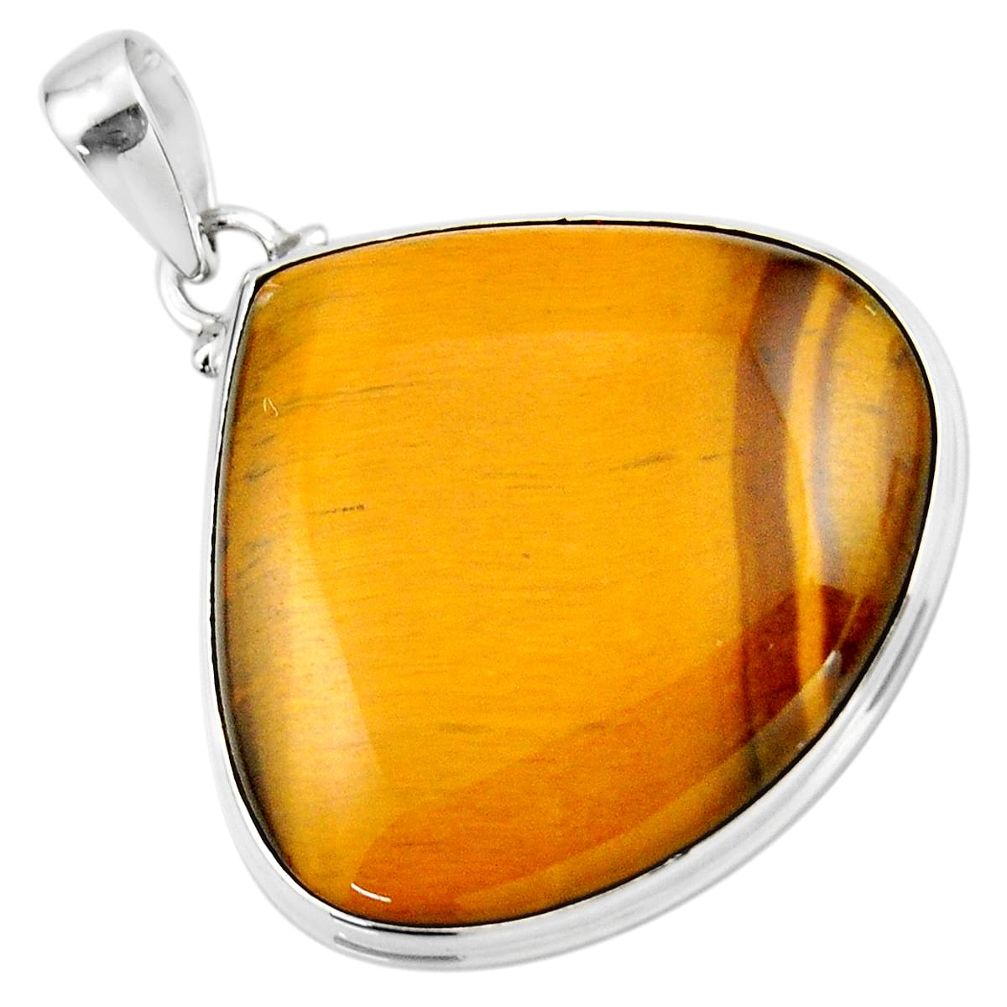 27.64cts natural brown tiger's eye 925 sterling silver pendant jewelry r53953