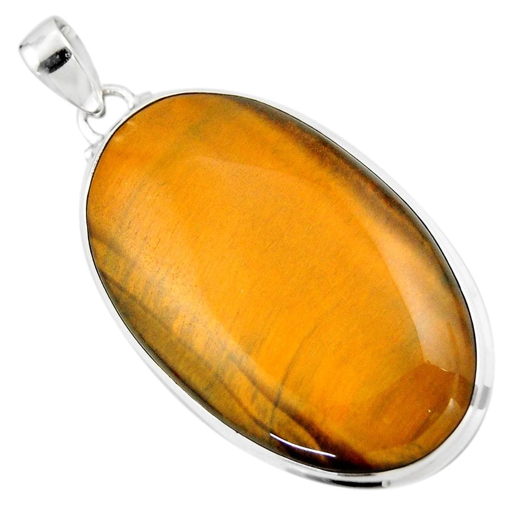 29.34cts natural brown tiger's eye 925 sterling silver pendant jewelry r53954