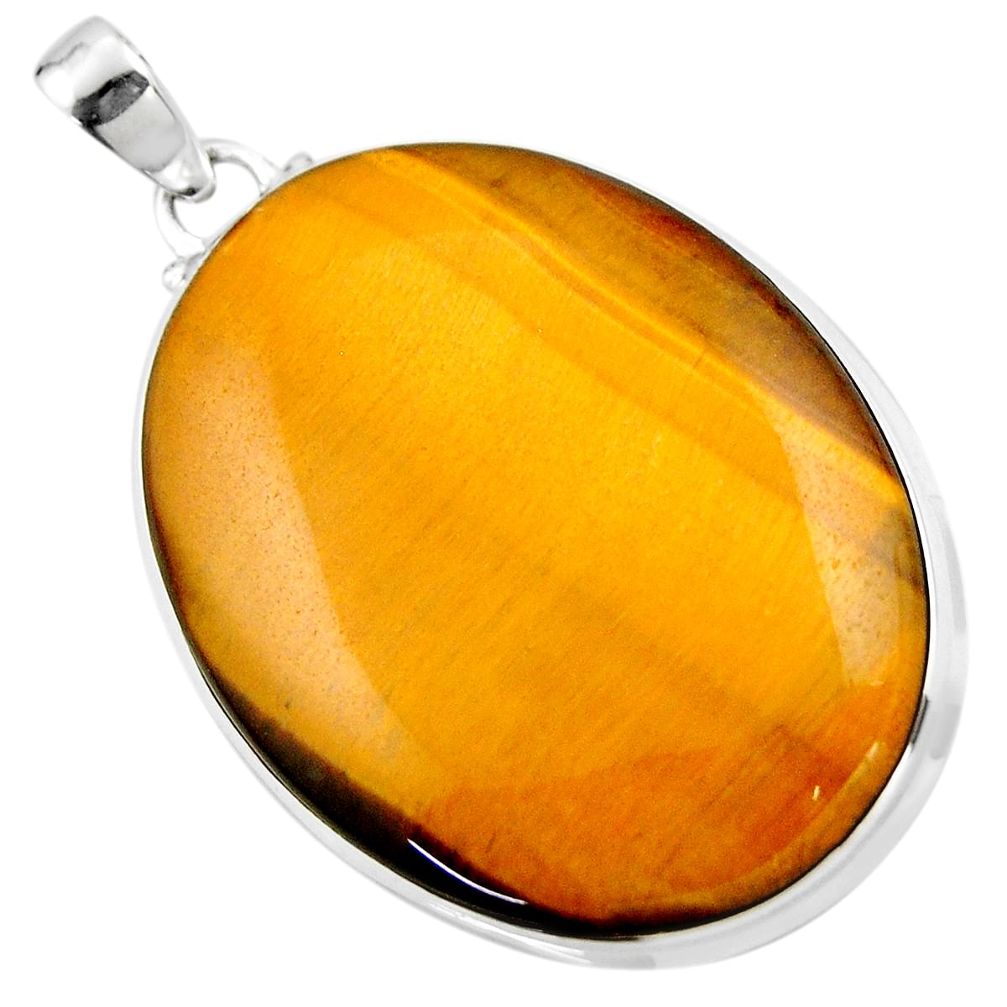 31.53cts natural brown tiger's eye 925 sterling silver pendant jewelry r53958