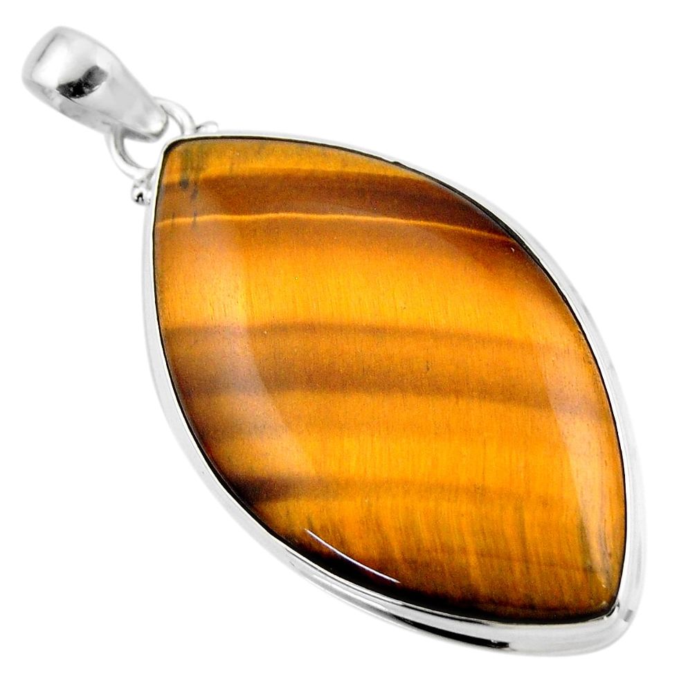 27.13cts natural brown tiger's eye 925 sterling silver pendant jewelry r53960