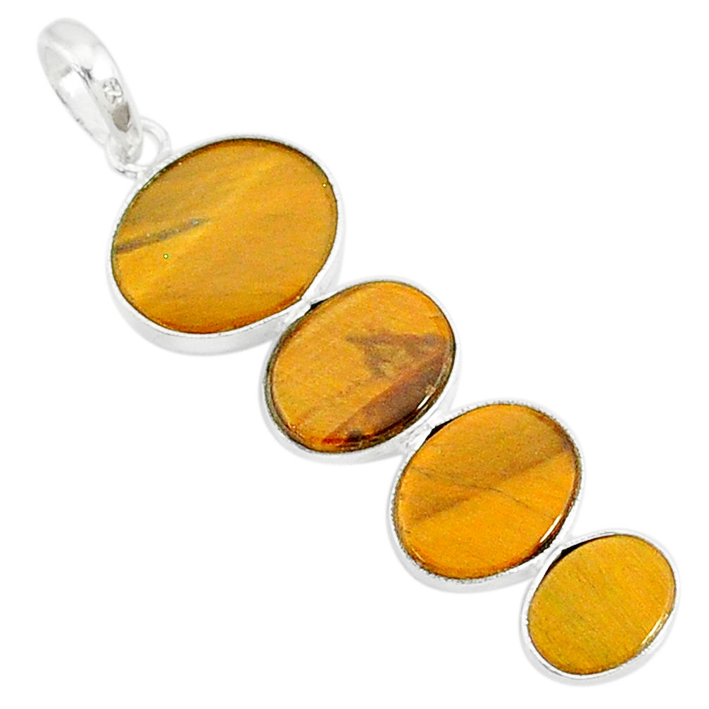 7.19cts natural brown tiger's eye 925 sterling silver pendant jewelry r87861