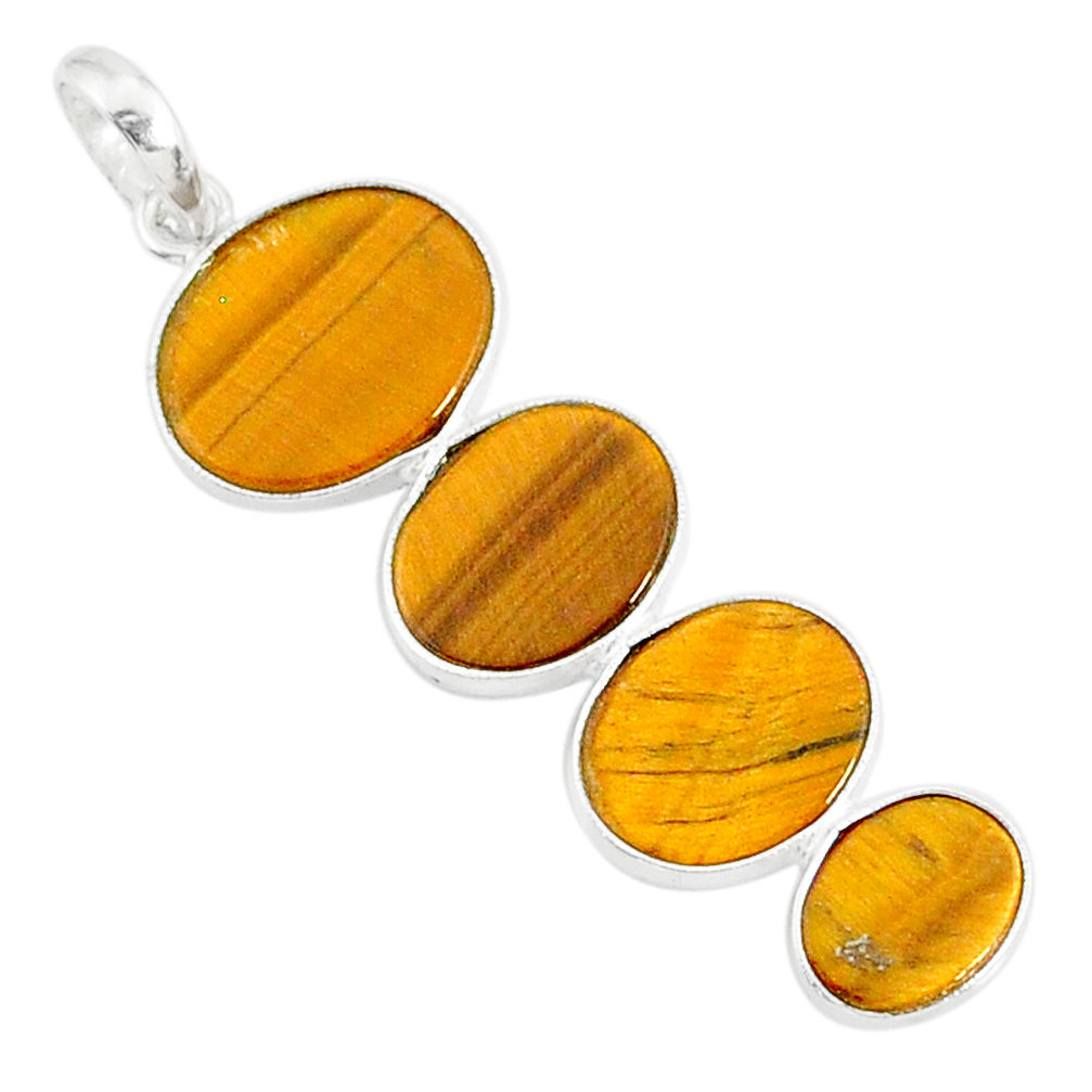8.24cts natural brown tiger's eye 925 sterling silver pendant jewelry r87866
