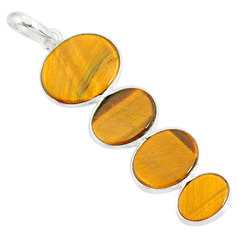 9.40cts natural brown tiger's eye 925 sterling silver pendant jewelry r87872