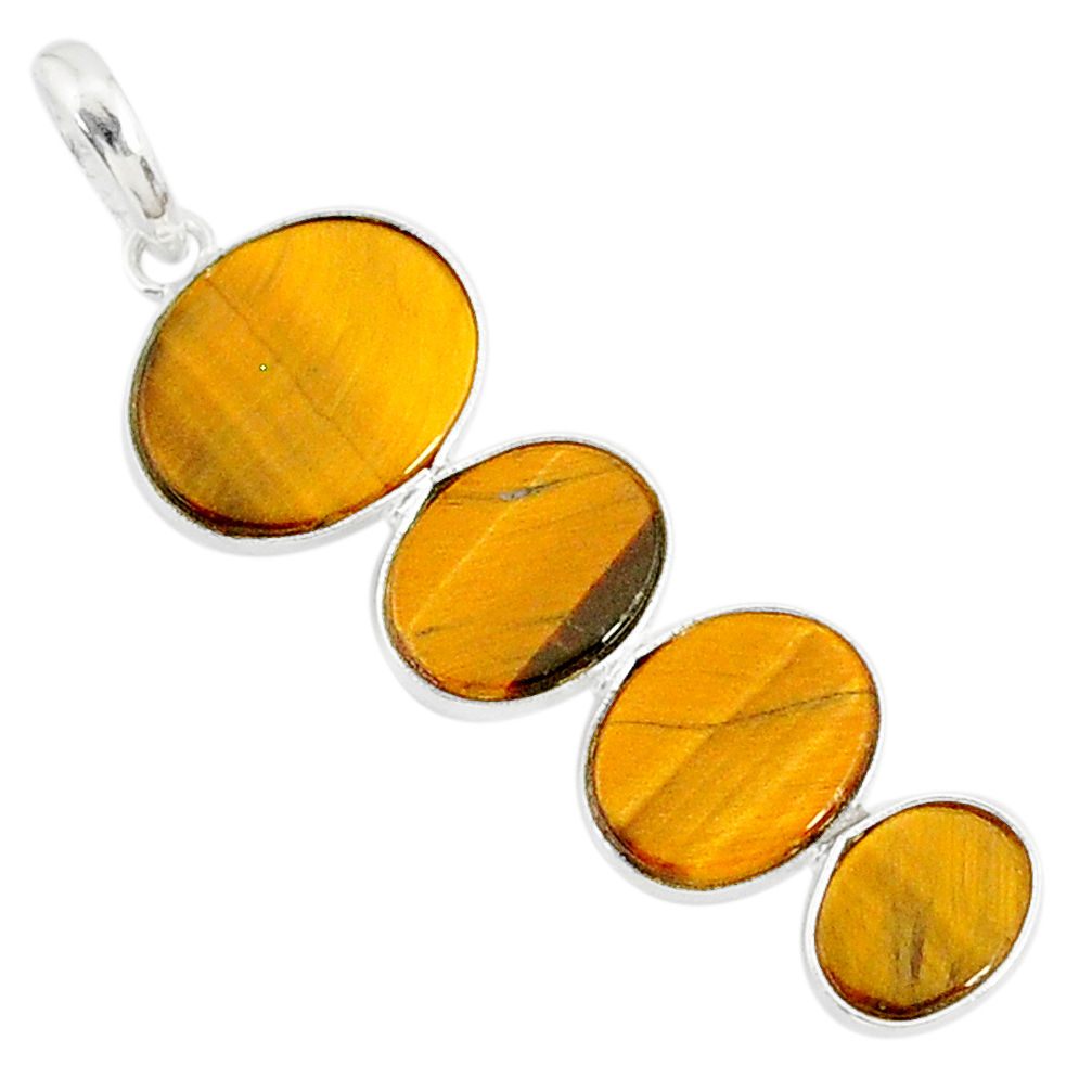 8.96cts natural brown tiger's eye 925 sterling silver pendant jewelry r87878