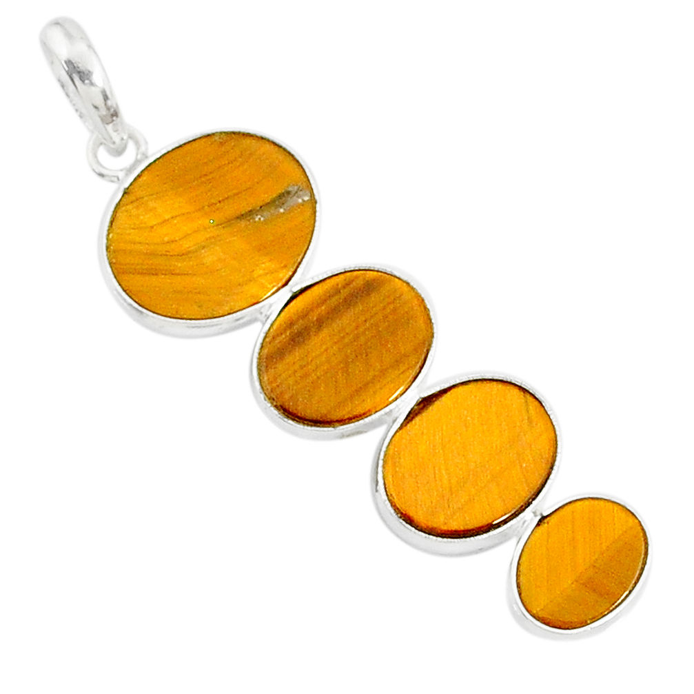 8.82cts natural brown tiger's eye 925 sterling silver pendant jewelry r87929