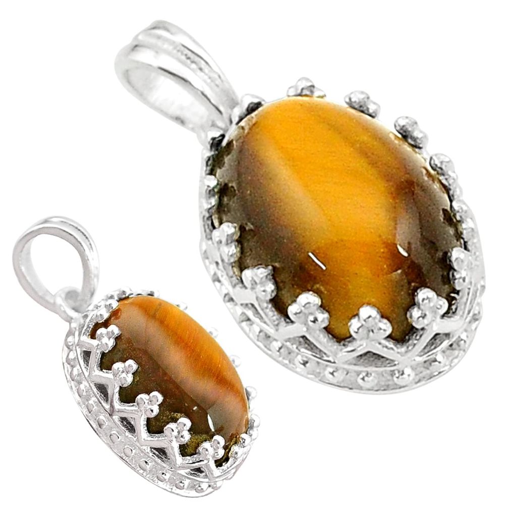 6.26cts natural brown tiger's eye 925 sterling silver pendant jewelry t20479