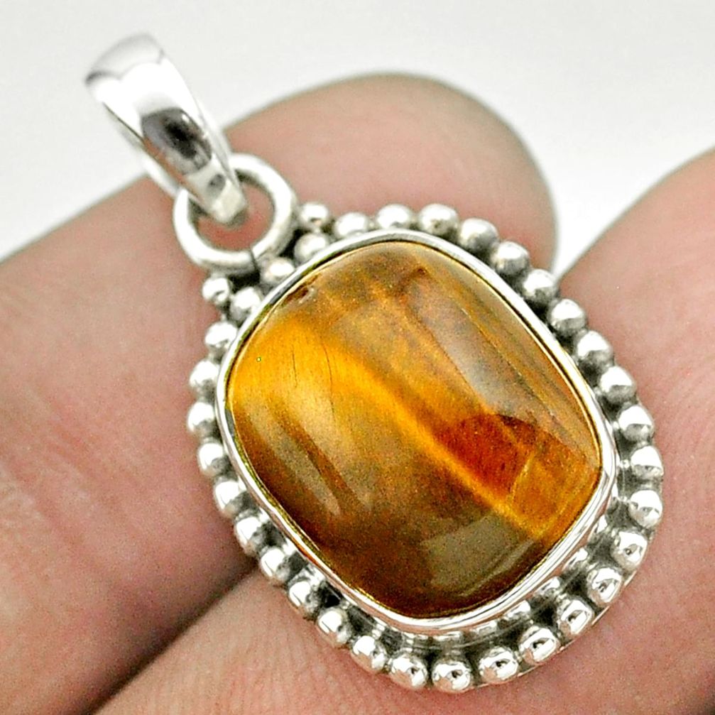 7.36cts natural brown tiger's eye 925 sterling silver pendant jewelry t53197