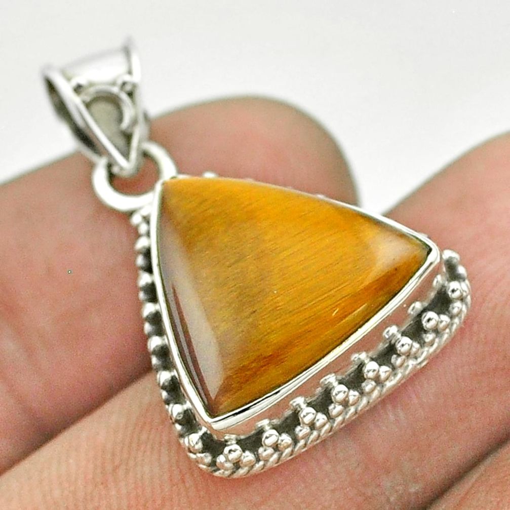 9.33cts natural brown tiger's eye 925 sterling silver pendant jewelry t53204