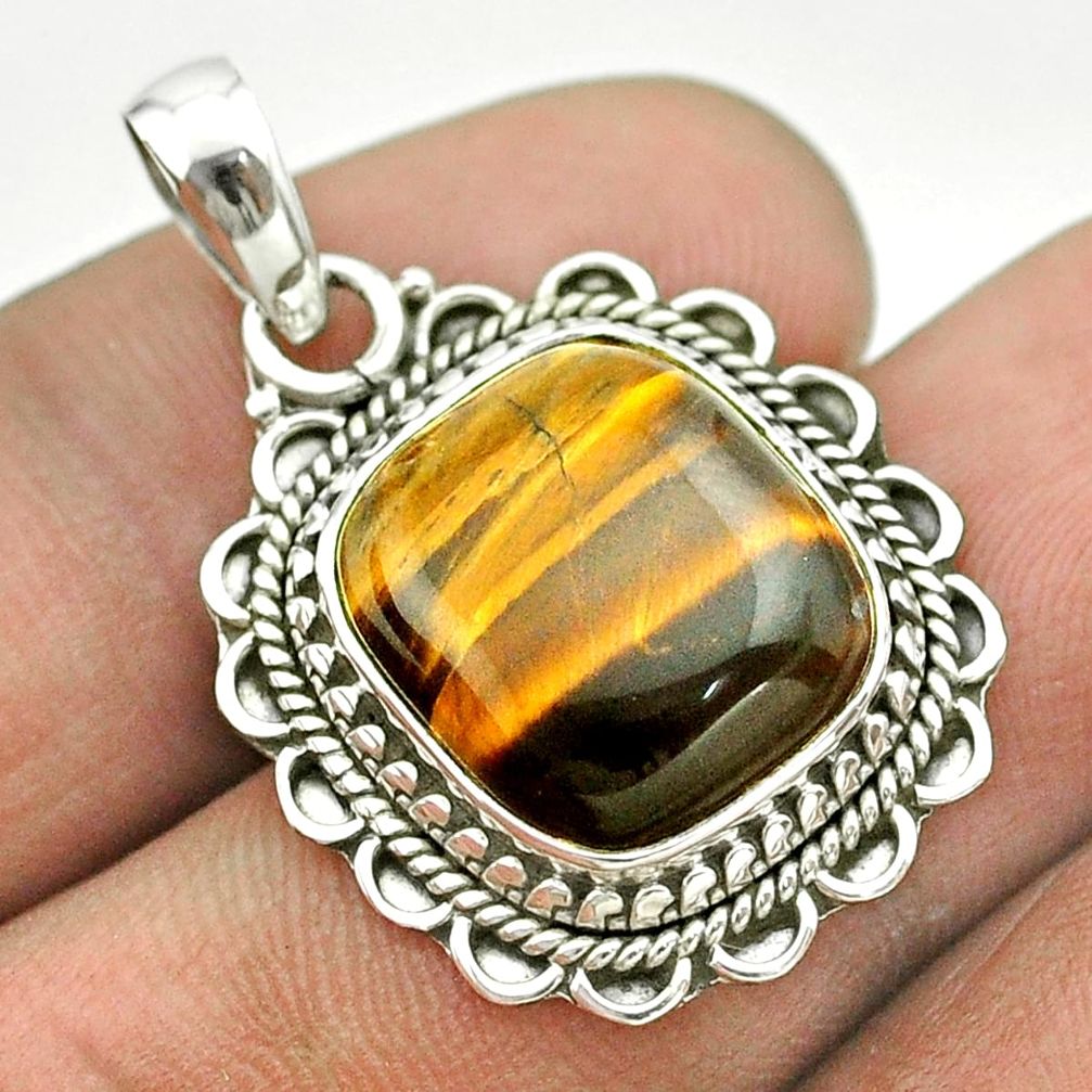 8.44cts natural brown tiger's eye 925 sterling silver pendant jewelry t53215