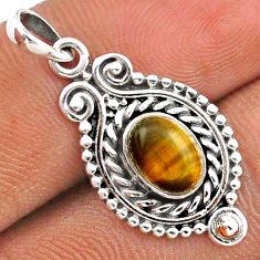 2.11cts natural brown tiger's eye 925 sterling silver pendant jewelry t86250