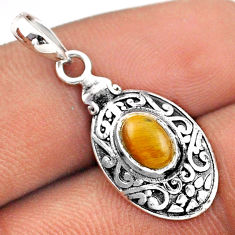 1.89cts natural brown tiger's eye 925 sterling silver pendant jewelry t86742