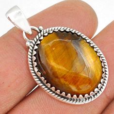 15.96cts natural brown tiger's eye 925 sterling silver pendant jewelry u87372