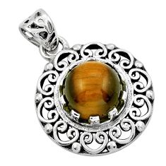5.16cts natural brown tiger's eye 925 sterling silver pendant jewelry y21781