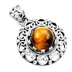 5.12cts natural brown tiger's eye 925 sterling silver pendant jewelry y22289