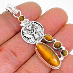 11.79cts natural brown tiger's eye 925 sterling silver pendant jewelry y2769