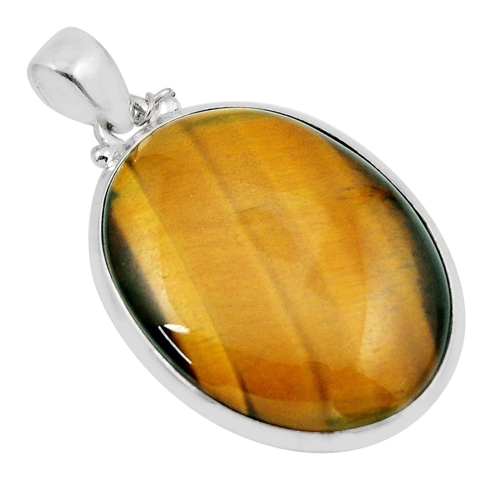 26.16cts natural brown tiger's eye 925 sterling silver pendant jewelry y44142