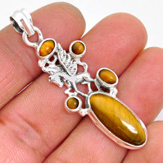 10.94cts natural brown tiger's eye 925 sterling silver unicorn pendant y2757