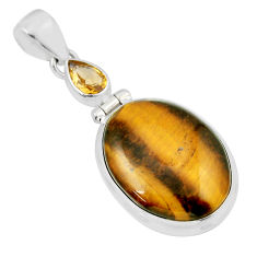 18.94cts natural brown tiger's eye citrine 925 sterling silver pendant y44144