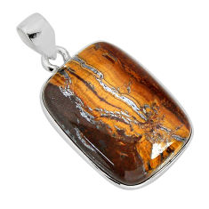 18.94cts natural brown tiger's hawks eye 925 sterling silver pendant y77308