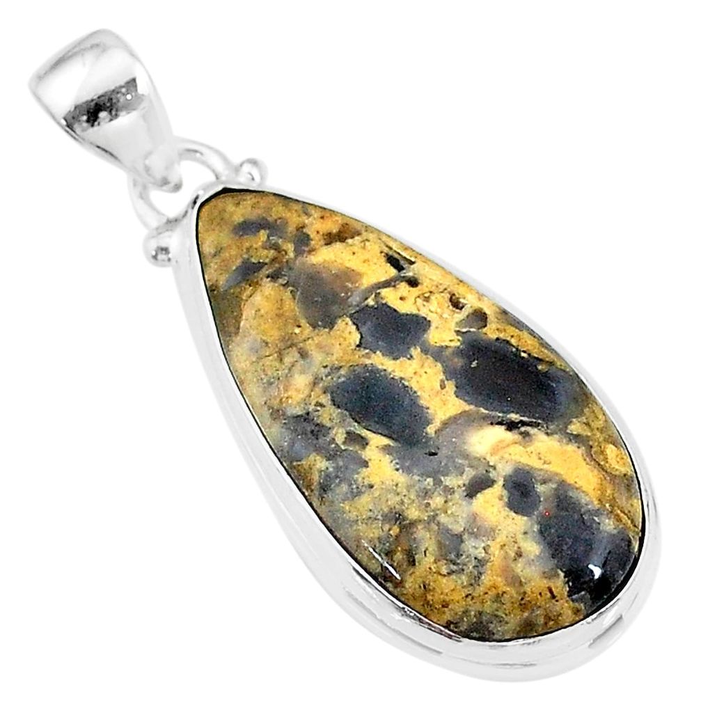 16.20cts natural brown turkish stick agate 925 sterling silver pendant t18378