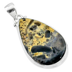 17.57cts natural brown turkish stick agate 925 sterling silver pendant t18405