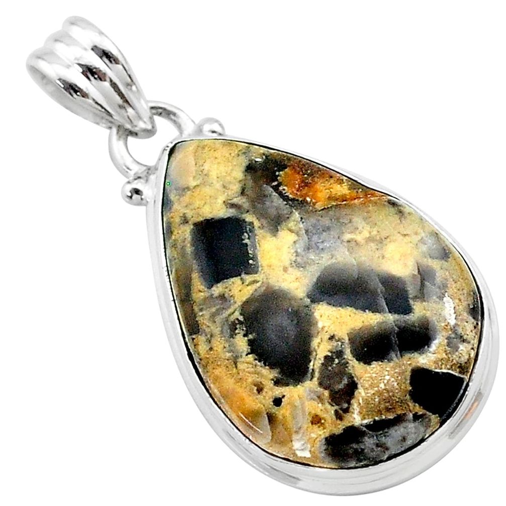 15.02cts natural brown turkish stick agate 925 sterling silver pendant t22674