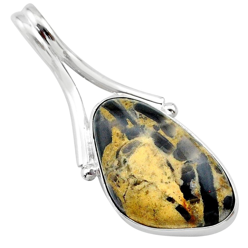 14.47cts natural brown turkish stick agate 925 sterling silver pendant t22680