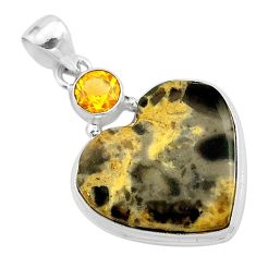 19.05cts natural brown turkish stick agate citrine 925 silver pendant t23130