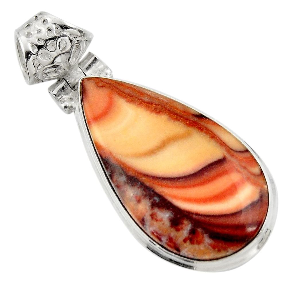 18.68cts natural brown wave rolling hills dolomite 925 silver pendant d42158