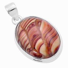 20.18cts natural brown wave rolling hills dolomite 925 silver pendant u52913