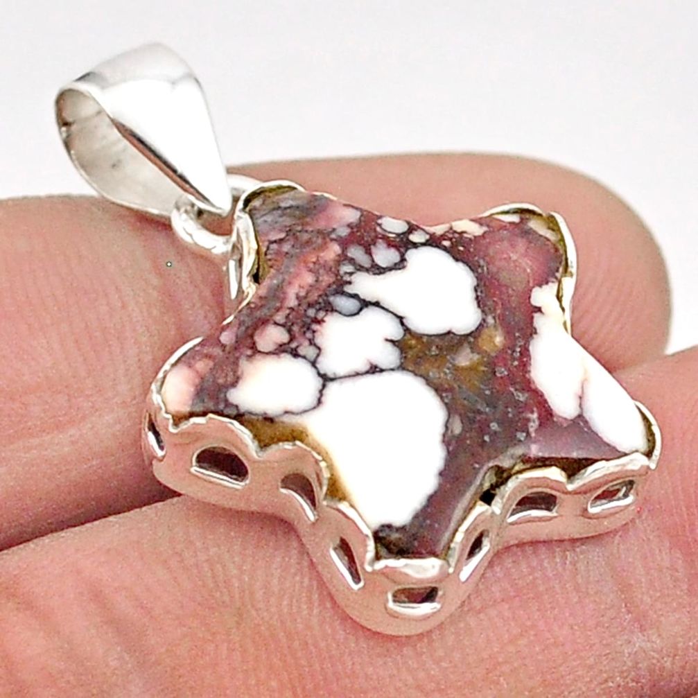 11.73cts natural brown wild horse magnesite 925 silver star fish pendant t59550