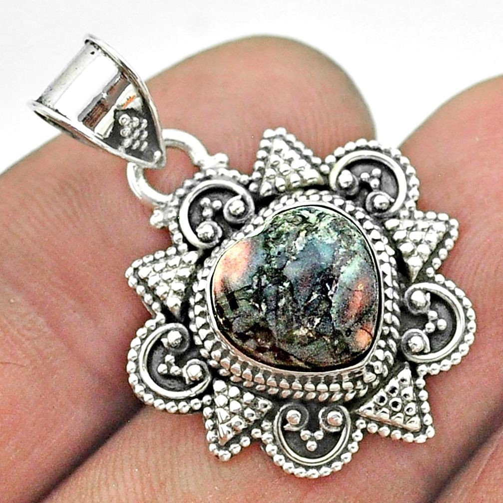 4.84cts natural brown wild horse magnesite 925 sterling silver pendant t56073